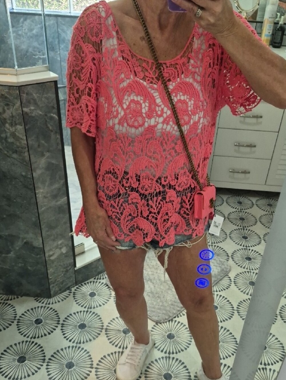 Coral Pink Lace Crochet Top